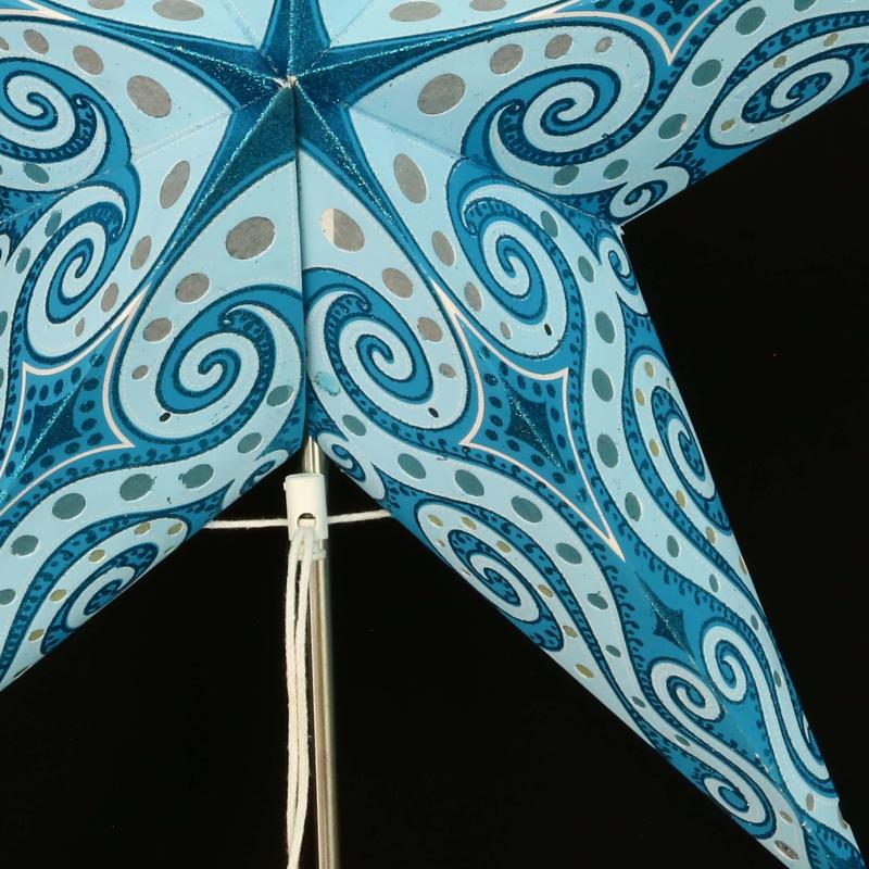 Mandala Glitter turqoise - Foldable glowing star, paper poinsettia with 5 points, 60 cm
